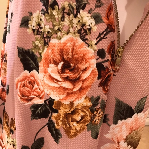 Haute Monde Sleeveless Floral Dress Size Large Pink Fit Flare - Picture 10 of 15